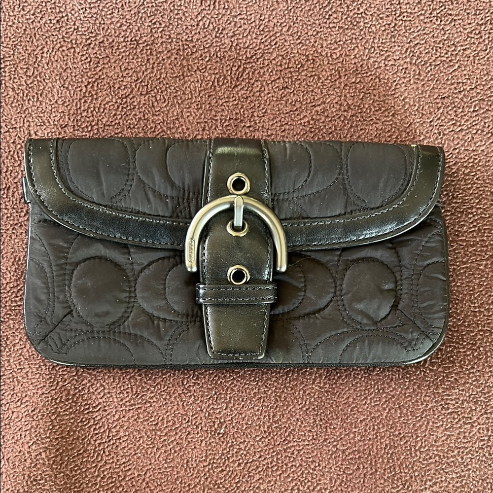 Black Quilted Leather Clutch